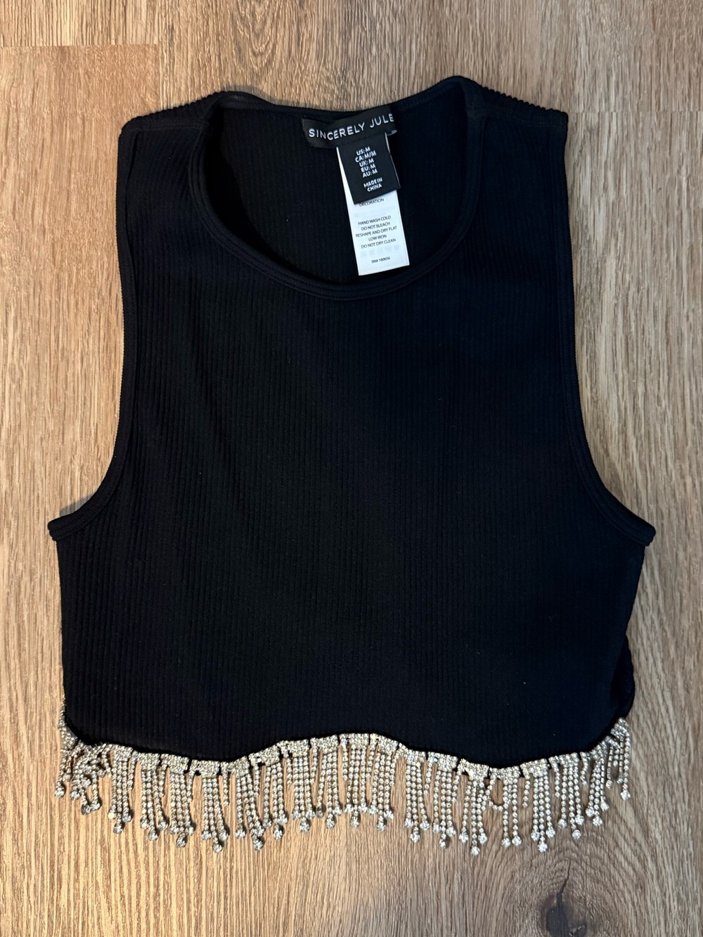 Sincerely Jules Black Fringe Crop Top